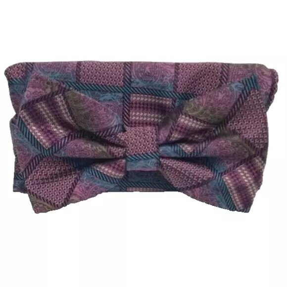 Stacy Adams Men's Bow Tie Hanky N Rose Black Turquoise Beige Lime Pretied 2.5" - Picture 2 of 3